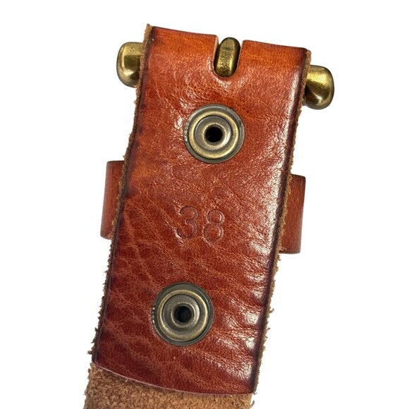 Men’s Genuine Full Grain Leather Belt Brown Brass Buckle Size 38 – Belts.com - Picture 7 of 9